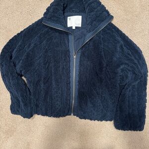 Pilcro Navy Sherpa Zip Jacket
